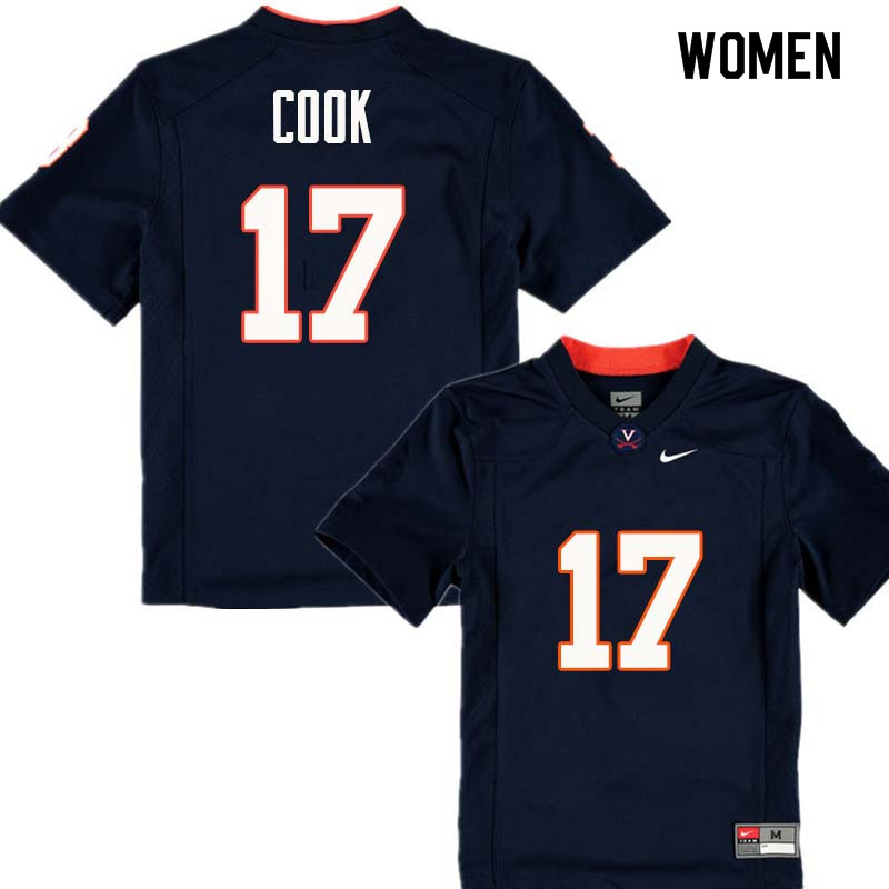 Women #17 Malcolm Cook Virginia Cavaliers College Football Jerseys Sale-Navy - Click Image to Close